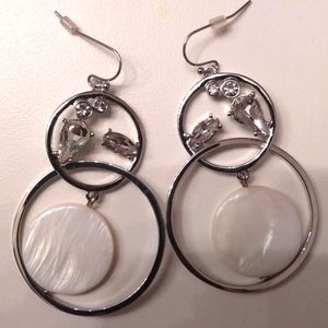 Stainless Steel and pearl dangle earrings